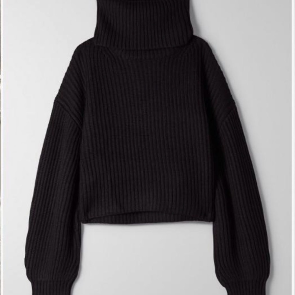 Babaton Guell / Funnel Neck Black Sweater 100% merino wool